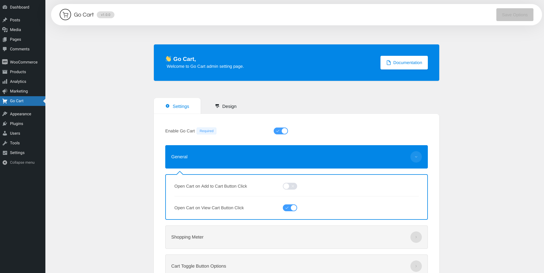 Go Cart admin dashboard