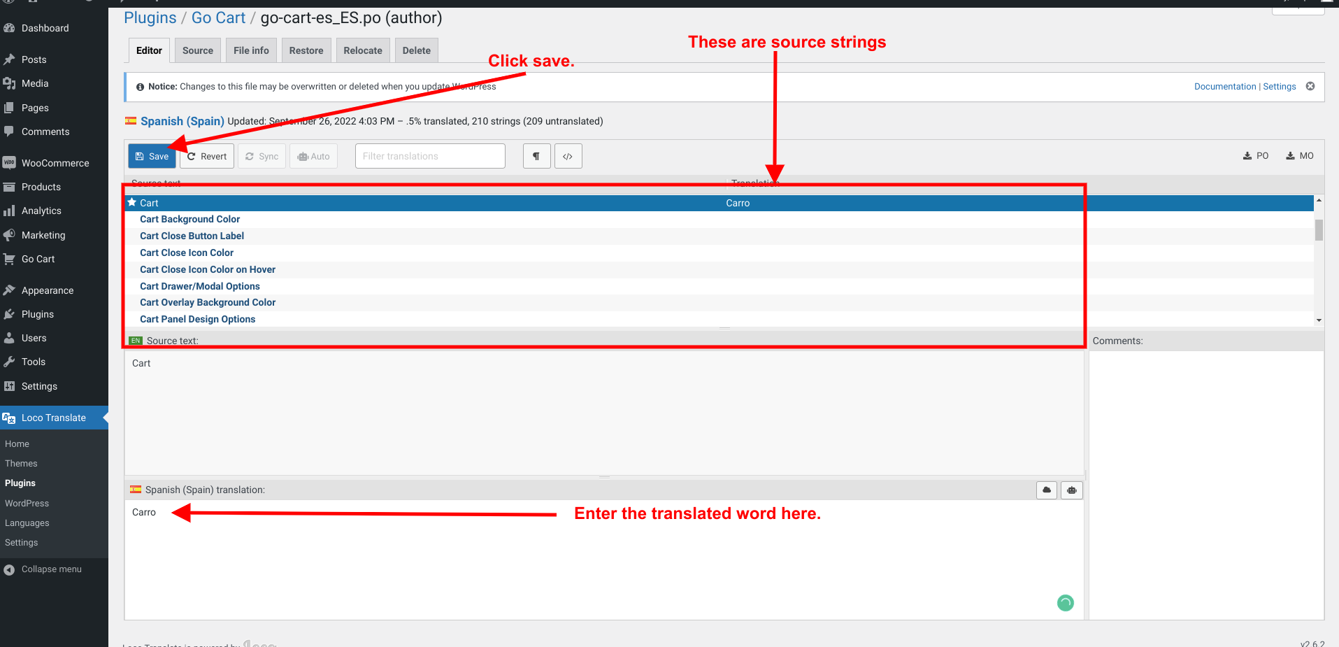 Loco translate home screen
