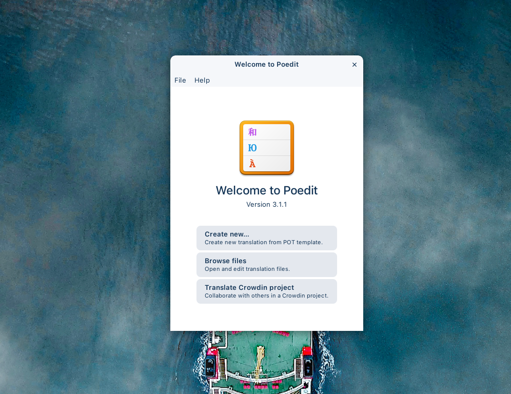 Poedit home screen